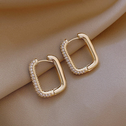 2024 New Classic Copper Alloy Smooth Metal Hoop Earrings For Woman Fashion Korean Jewelry Temperament  Daily Wear earrings