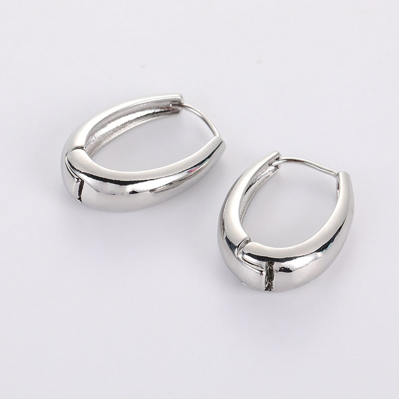 2024 New Classic Copper Alloy Smooth Metal Hoop Earrings For Woman Fashion Korean Jewelry Temperament  Daily Wear earrings