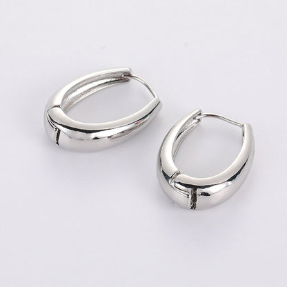 2024 New Classic Copper Alloy Smooth Metal Hoop Earrings For Woman Fashion Korean Jewelry Temperament  Daily Wear earrings