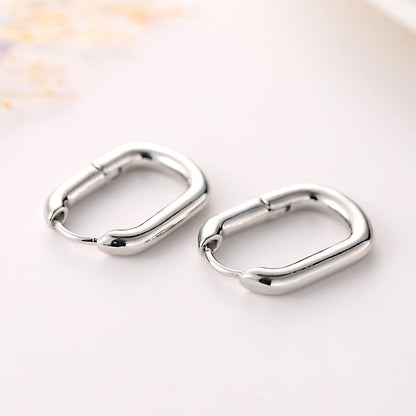 2024 New Classic Copper Alloy Smooth Metal Hoop Earrings For Woman Fashion Korean Jewelry Temperament  Daily Wear earrings
